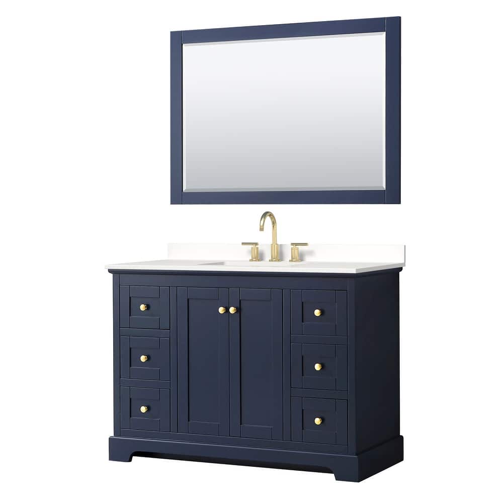 Avery 48-inch Single Vanity, Quartz Top, 46-inch Mirror