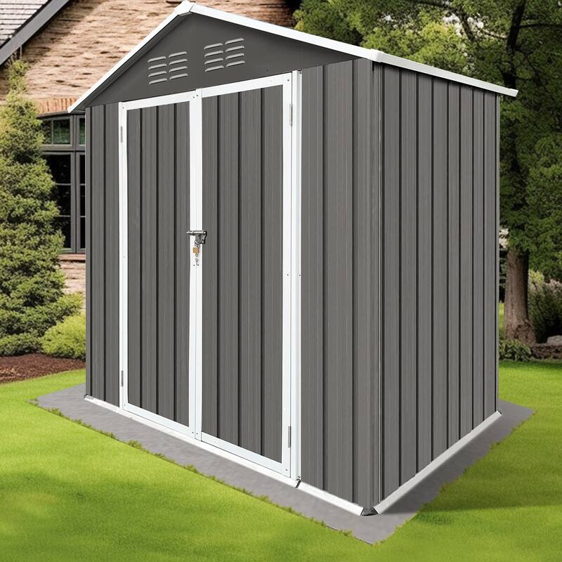 6 ft. W x 4 ft. D Electro-Galvanized Outdoor Metal Storage Shed