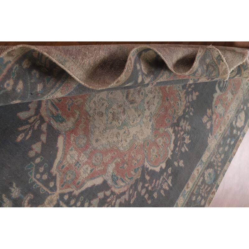 Distressed Over-Dyed Tabriz Persian Antique Rug Handmade Wool Carpet - 6'5" x 9'5"