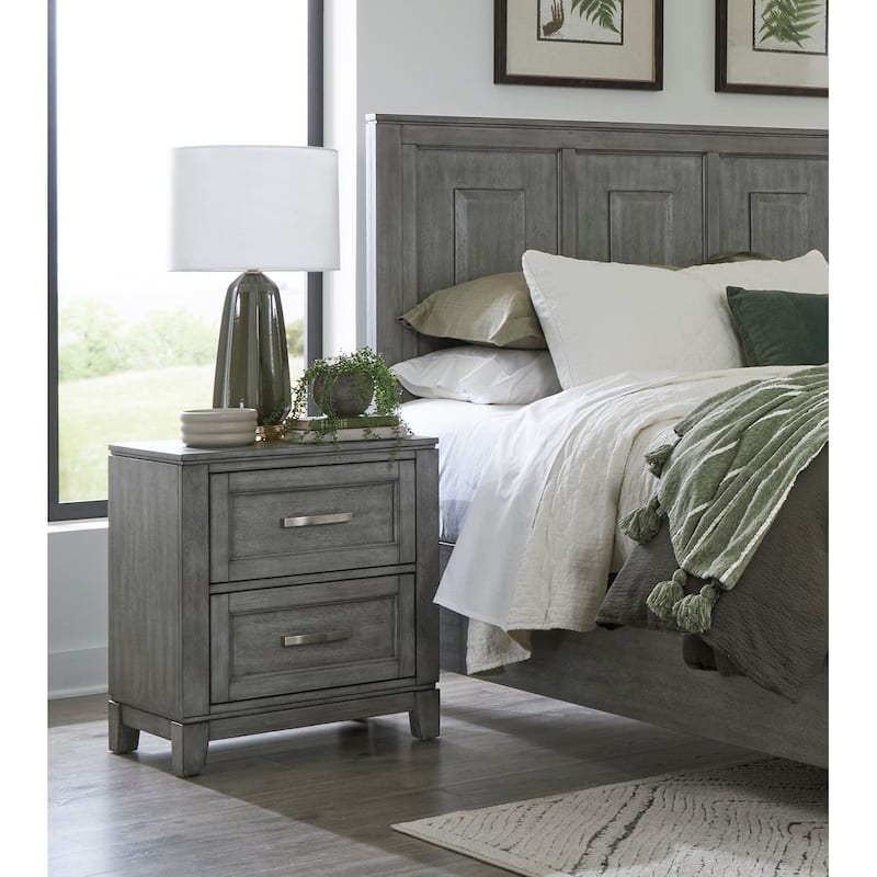 Gray Finish 3pc Bedroom Set Platform Storage Bed and Two Nightstands