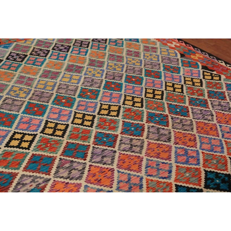 Southwestern Style Kilim Oriental Area Rug Flatweave Wool Carpet - 8'1"x 9'8"