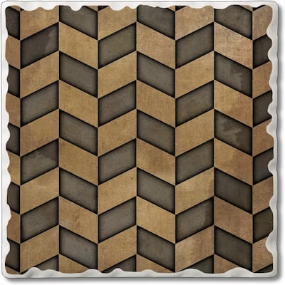 Absorbent Stone Tumbled Tile Coasters, Gilded Herringbone, Set of 4
