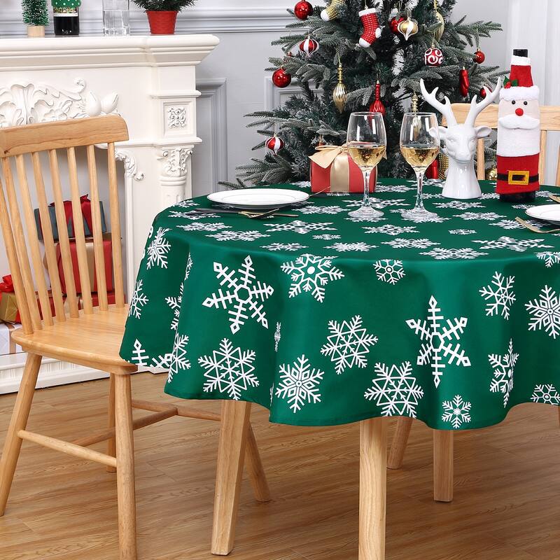 Christmas Round Tablecloth Xmas Table Covers for Kitchen Dining Room Table Decor, Green
