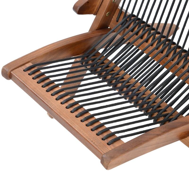 No Assembly Folding Roping Wood Chair - Stylish Indoor Outdoor Relaxing Chair