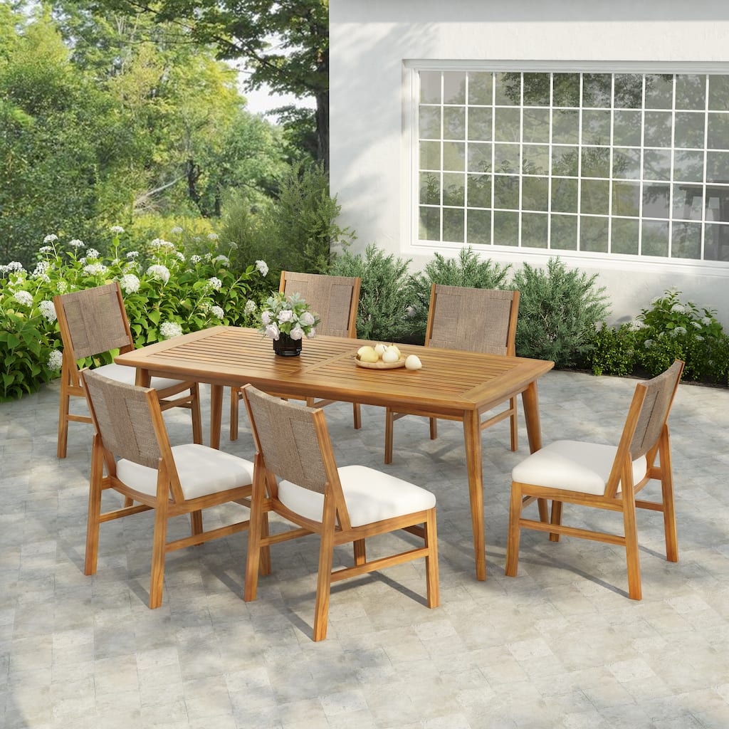 Christopher Knight Home - Outdoor Wood Dining Set Options with Handwoven Wicker Chairs and Multiple Table Styles