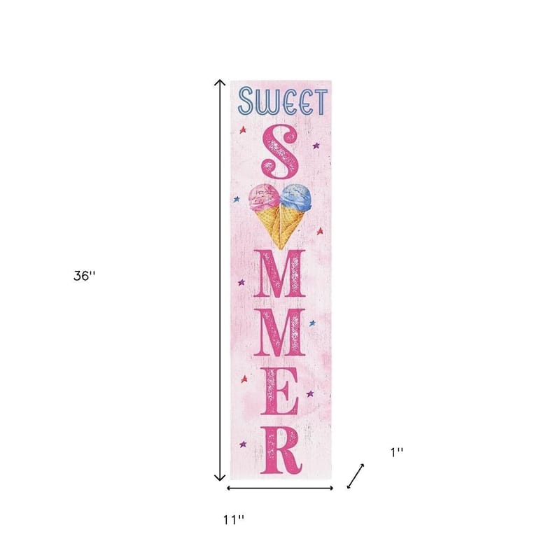 HomeRoots 36" Pink And Blue Solid Wood Sweet Summer Porch Sign
