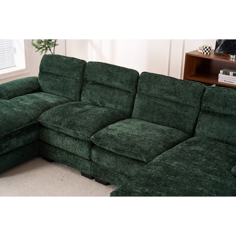 Modern U-shape Chenille Upholstered Sofa with Chaise Multiple Cushions Sectional Couch