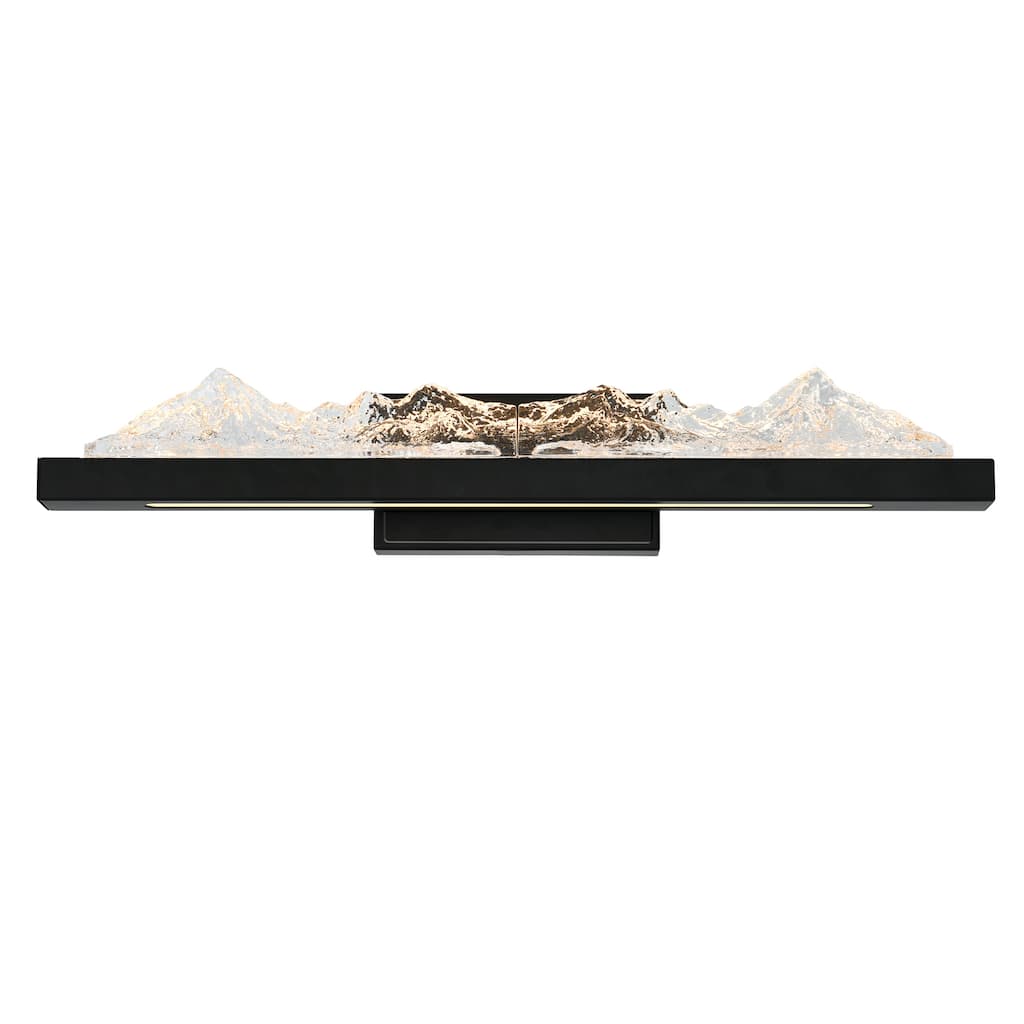 Himalayas Integrated LED 26in Black Vanity Light with Handcrafted Glass