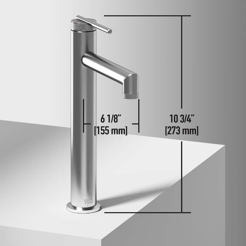 VIGO Orvieto 24"L x 15"W Concrete Vessel Sink and Sterling 11"H Faucet Set