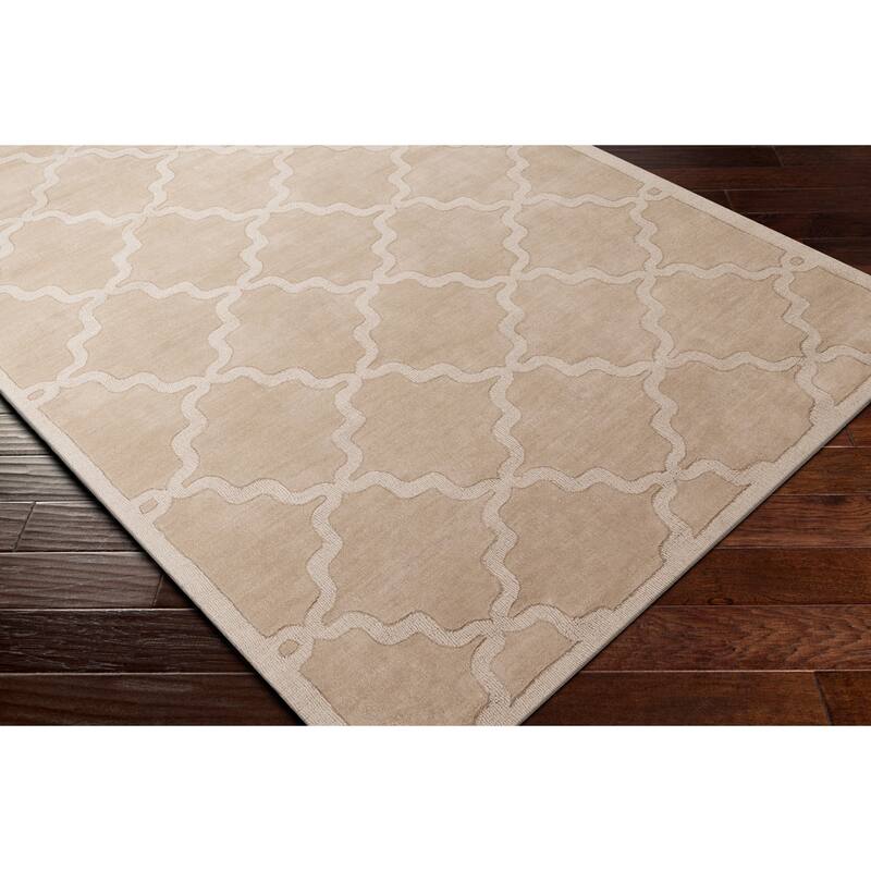 Livabliss Glacier Hand-woven Tone-on-Tone Lattice Wool Runner Rug