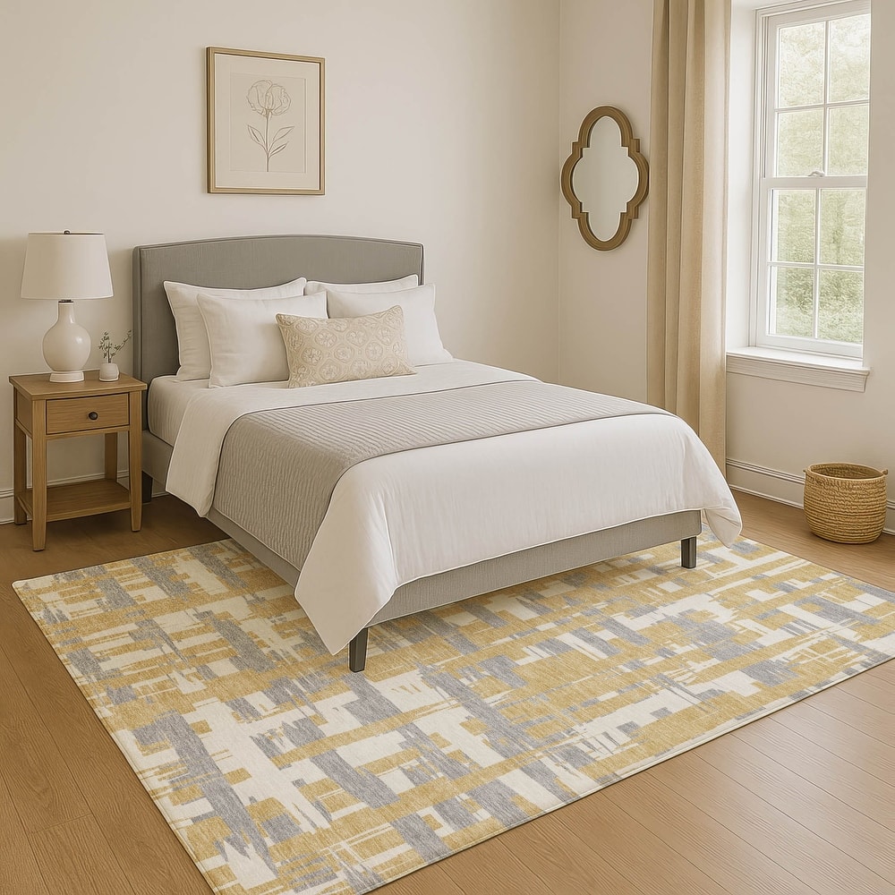 Premium Washable Super Soft Contemporary Plaid Mayfield Rug
