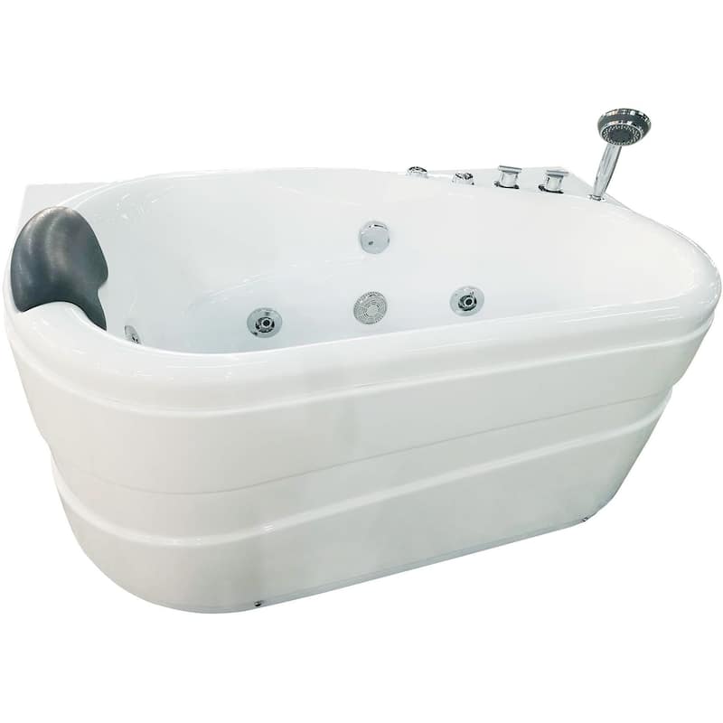 Eago 57-1/8" Acrylic Whirlpool Bathtub for Alcove Installations with - White