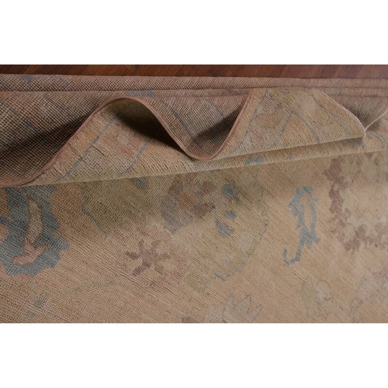 Vegetable Dye Oushak Turkish Area Rug Hand-Knotted Orange Wool Carpet - 10'6"x 13'10"