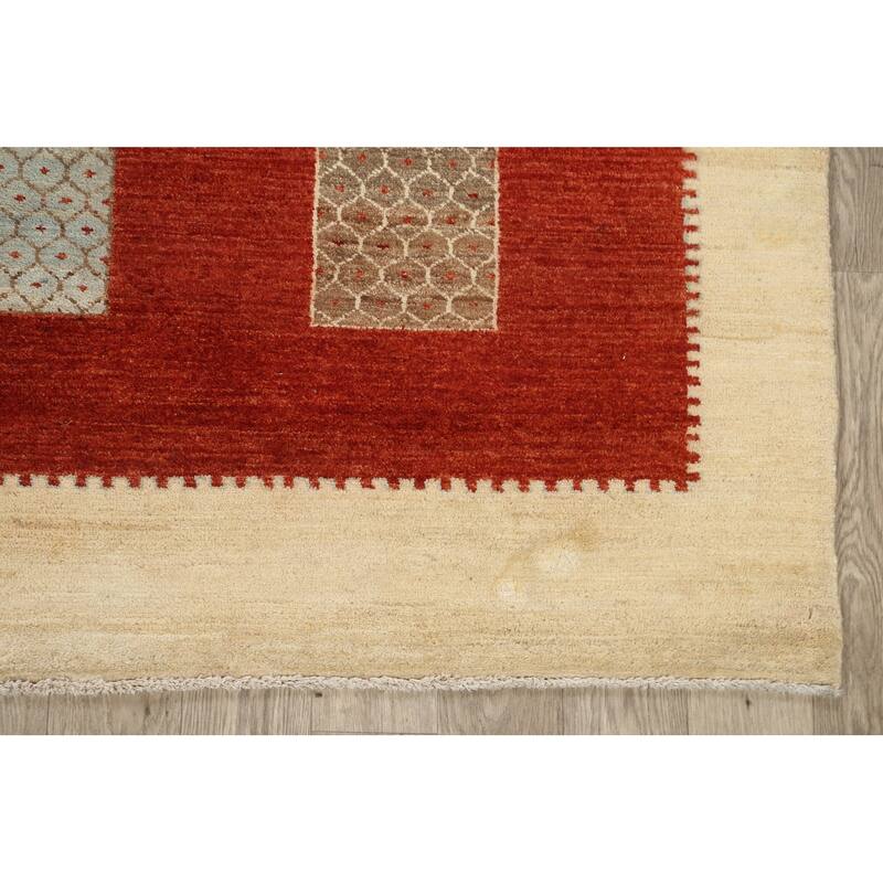 Geometric Modern Gabbeh Kashkoli Oriental Area Rug Wool Handmade - 6'0" x 7'7"