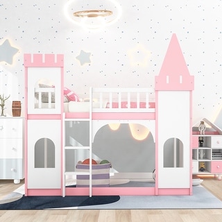 Twin Over Twin Castle Bunk Bed with Ladder - Bed Bath & Beyond - 36192861