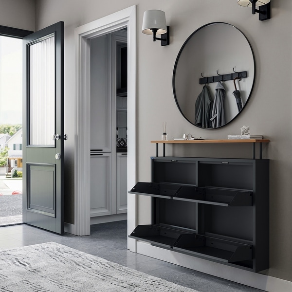 Antibacterial 4 Tier metal shoe cabinet with shelf - On Sale - Bed