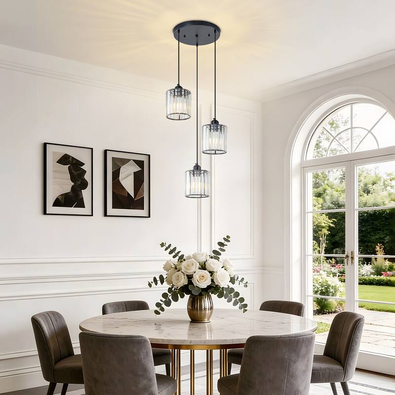 Starsky 3-Light Modern Linear / Cluster Pendant Light with Glass Shade