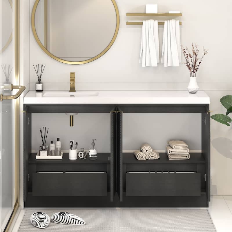 Milano 60" Freestanding Bathroom Vanity with Left White Sink