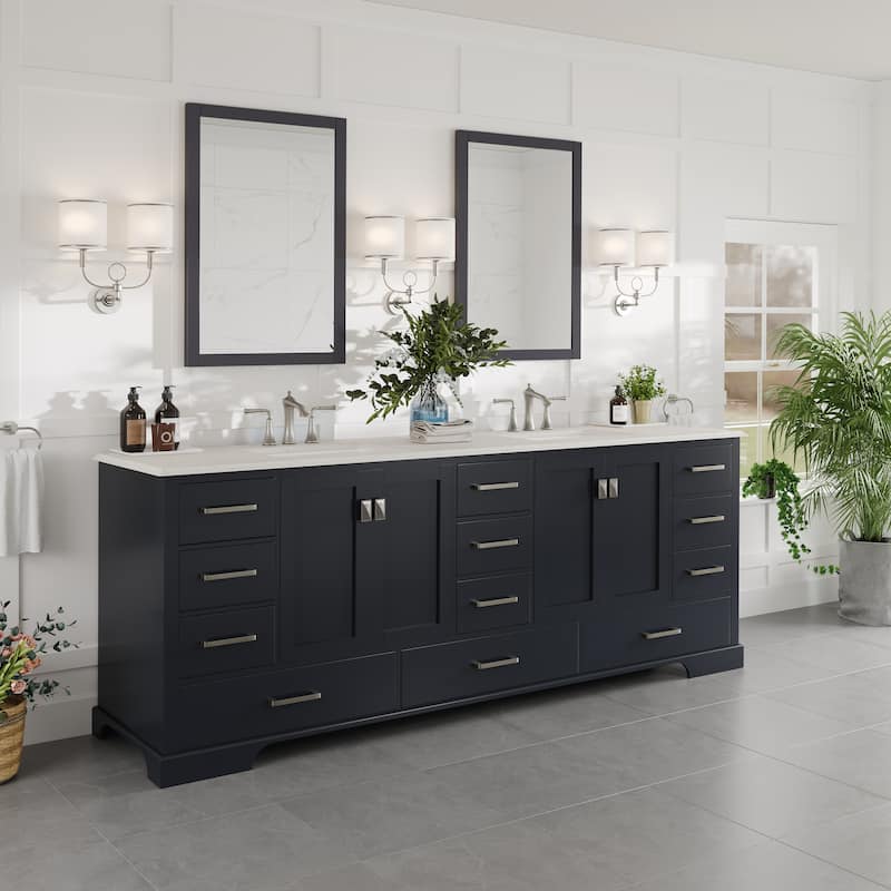 Eviva Storehouse 84"W Bath Vanity with Carrara Quartz Countertop