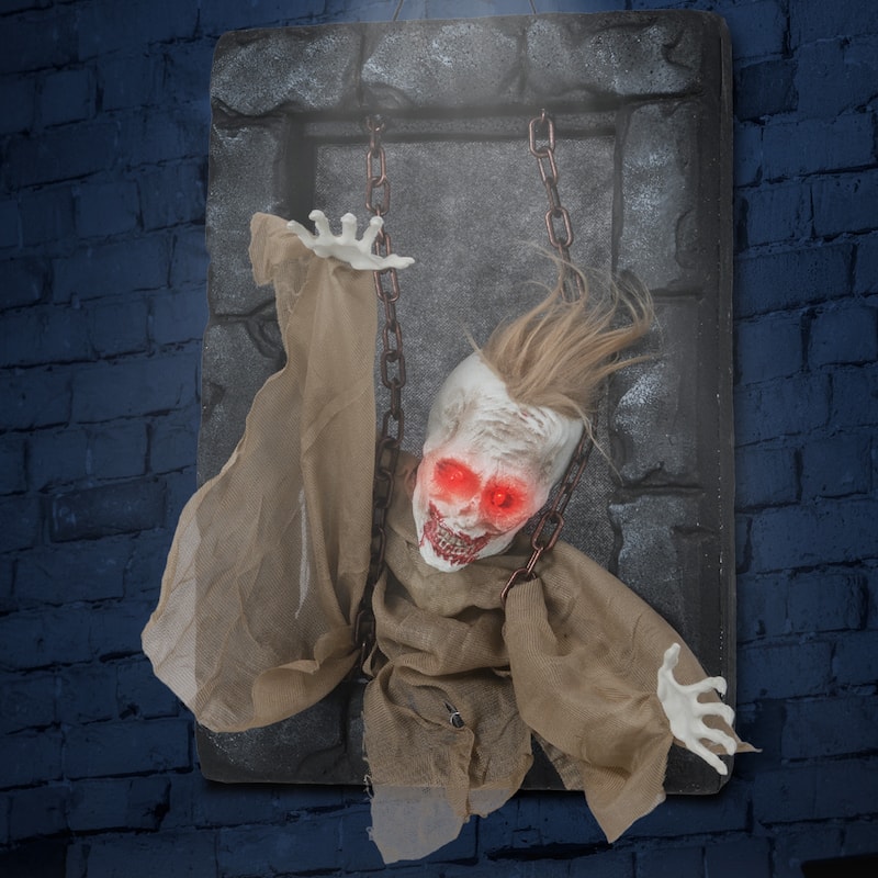 Brown-Black Foam Zombie Prisoner Halloween Decoration with Sound