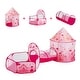 preview thumbnail 3 of 26, Kids Play Tent with Tunnel, Basketball Hoop for Boys, Girls, Babies and Toddlers, Indoor/Outdoor Pop Up Playhouse 3 segments - Magenta Color
