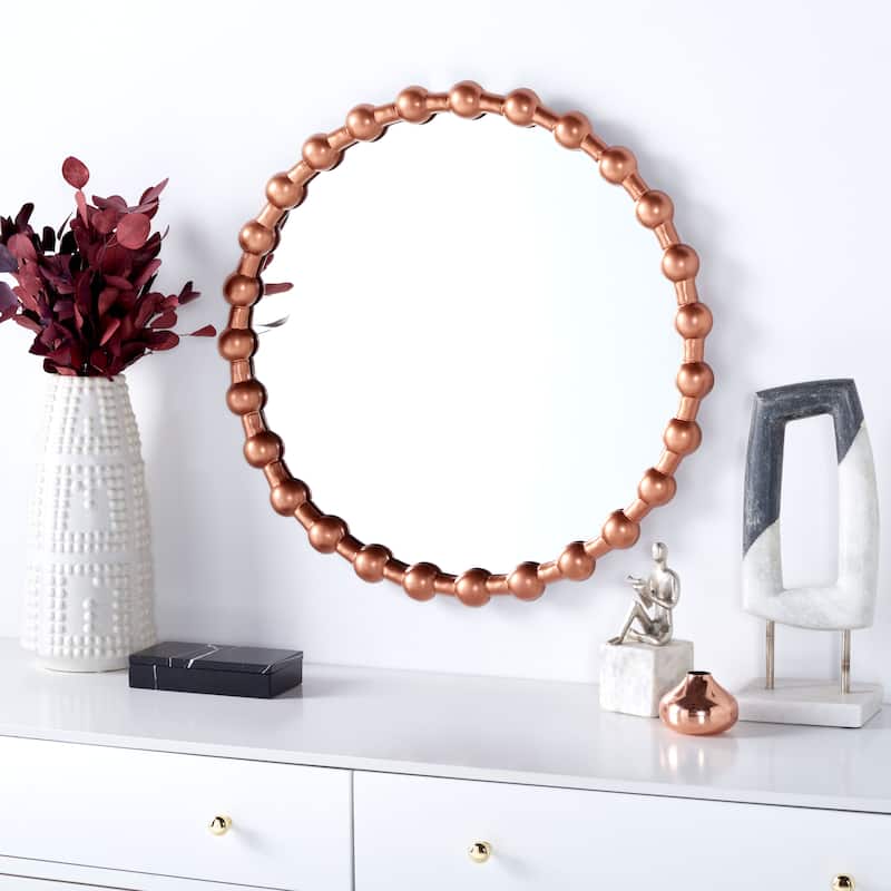 SAFAVIEH Karley 25-inch Round Brushed Copper Mirror - 25" W x 1.8" D x 25" H - 25Wx2Dx25H
