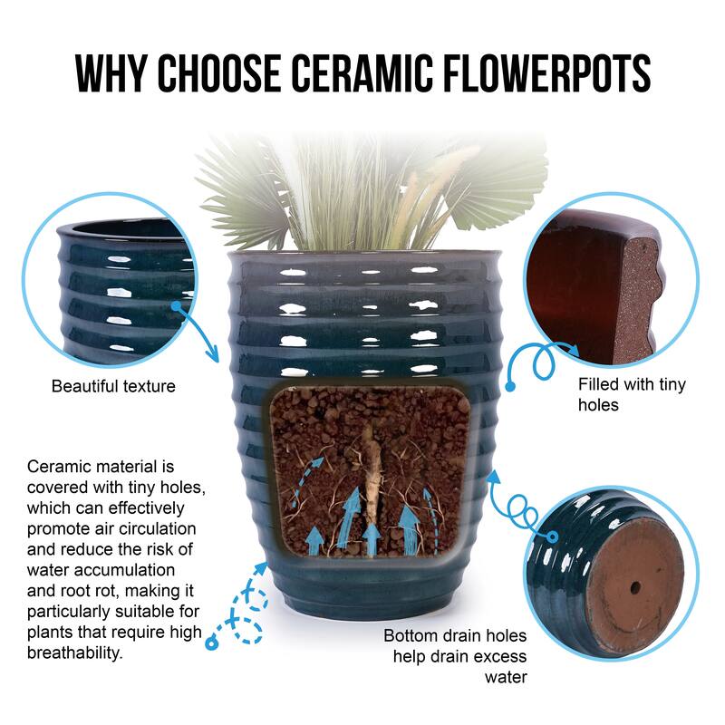 Handmade 17" Ceramic Planter for Monstera & Fiddle Leaf Fig