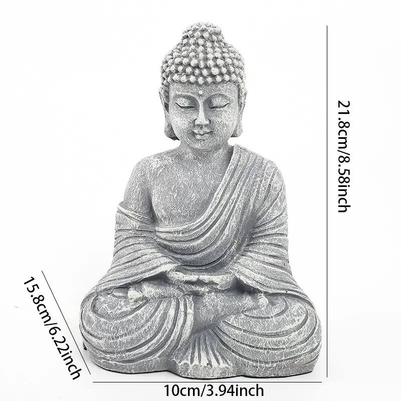 Curata Resin Zen Meditating Buddha Garden Statue - Grey or Sand - 3.9" x 8.6"