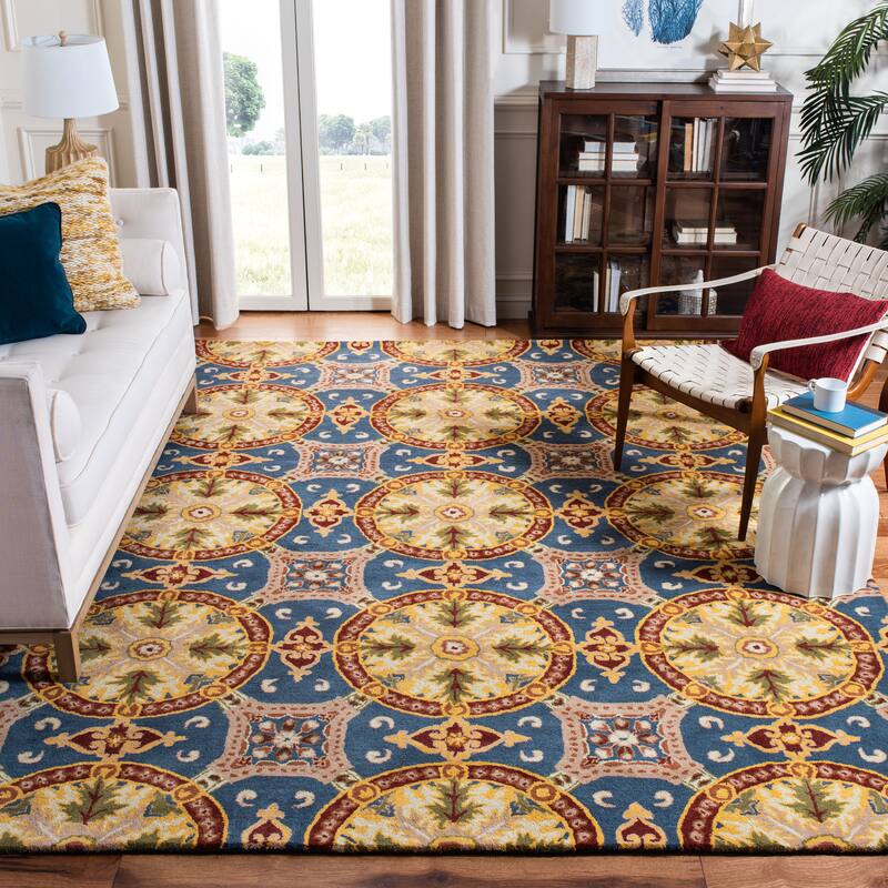 SAFAVIEH Handmade Wyndham Nisa Modern Wool Rug - 6' x 9' - Blue/Gold