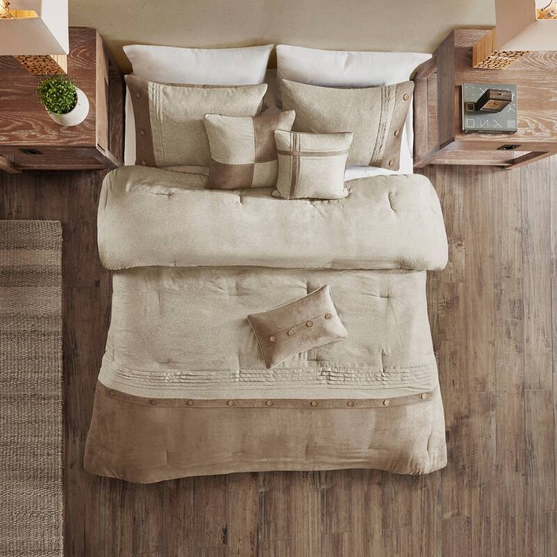 GDF Studio - Faux Suede Lodge Comforter Set with Decorative Pillows