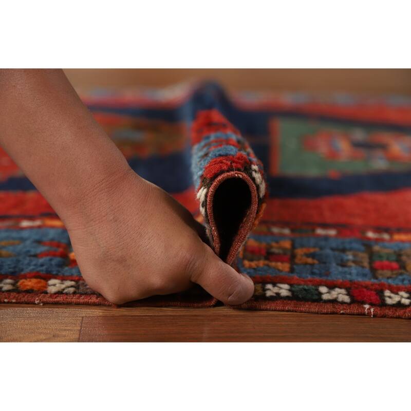 Hand Knotted Oriental 100% Wool Carpet Traditional Tribal Red Kazak Area Rug - 7' 6'' X 4' 2''
