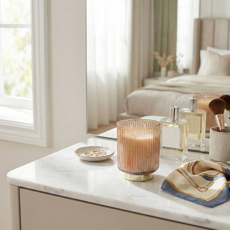 Modern Round Glass Candle on Base - 5" - 5.0"