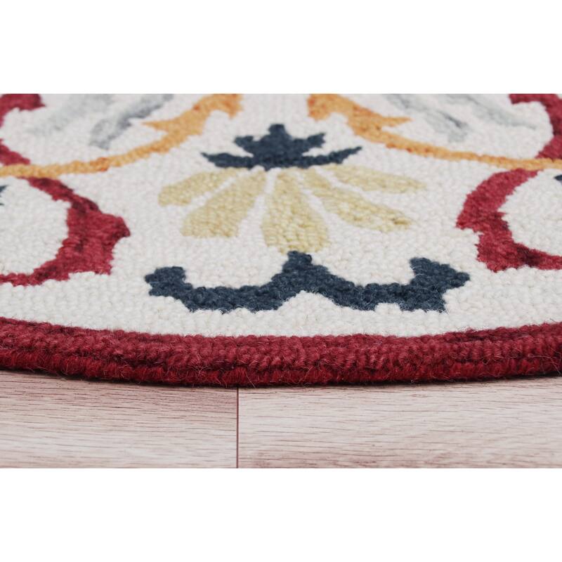 Suino Traditional Floral Multi Performance Indoor Round Area Rug by Sevita