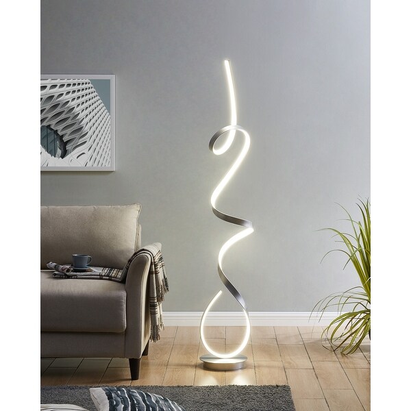 large silver floor lamp