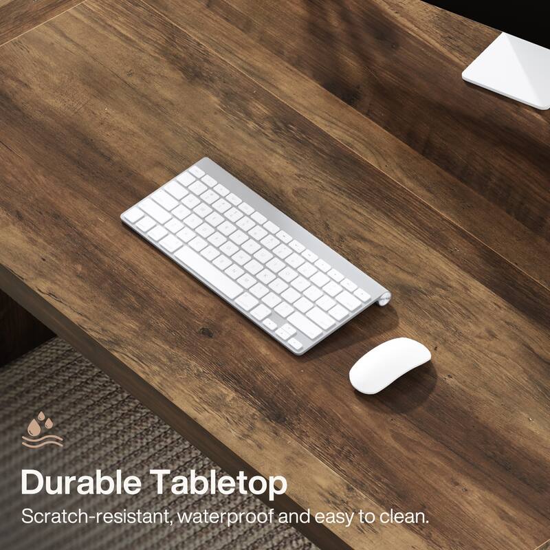 70.87" Large Executive Desk, Wood Computer Table for Office, Brown