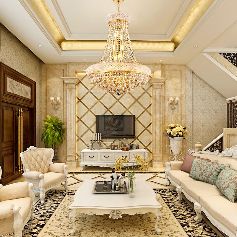 Crystal Chandelier Lighting for Dining Room Modern, Crystal Chandelier Ceiling Light French Empire Crystal Chandelier