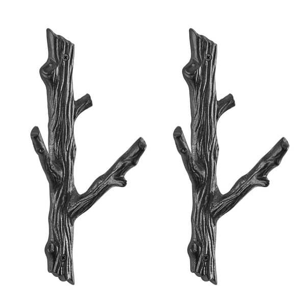 Danya B. Cast Iron Tree Branch Double Wall Mount Coat Hooks (Set of 2