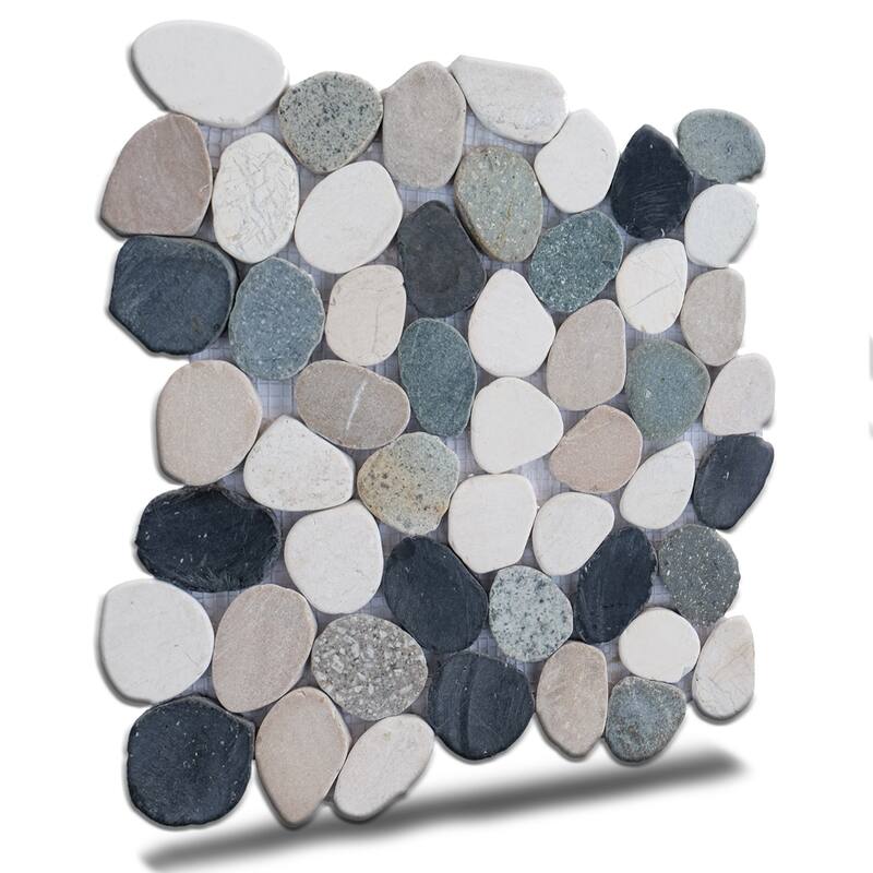 Ibiza Sliced Pebble Mosaic, Backsplash Kitchen Walls, Shower and Bathroom Floors 12" X 12" (5 Sqft per case) - Case (5 Tiles)