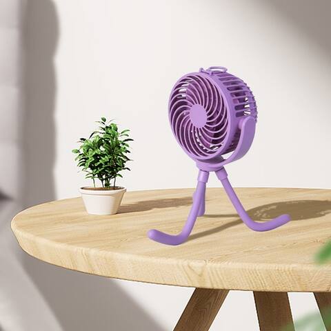 Mini On-the-go Rechargeable Personal Fan with Flexible tripod for