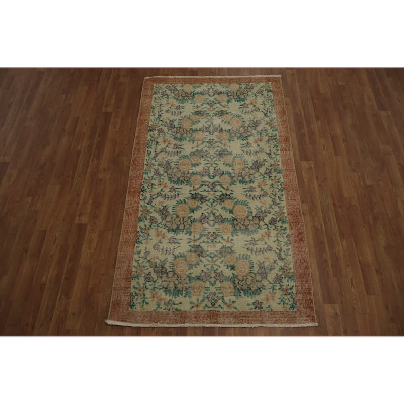 Hand Knotted Oriental 100% Wool Carpet Transitional Floral Beige & Ivories Anatolian Area Rug - 6' 7'' X 3' 10''