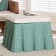 preview thumbnail 14 of 32, Palm Scallop Natural Rattan Ottoman with Cushion – Handwoven Wicker Accent Bench or Footrest for Living Room or Sunroom, Square