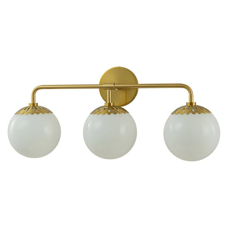 Mid-century Modern Brass Dewdrop Style Opal Glass Wall Sconce