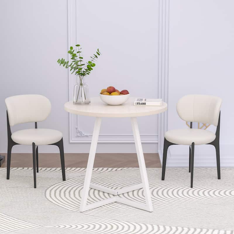 VECELO 35.43'' Round Butterfly Leg Dining Table for 4 MDF Top Kitchen Table Kitchen & Dining Room Tables