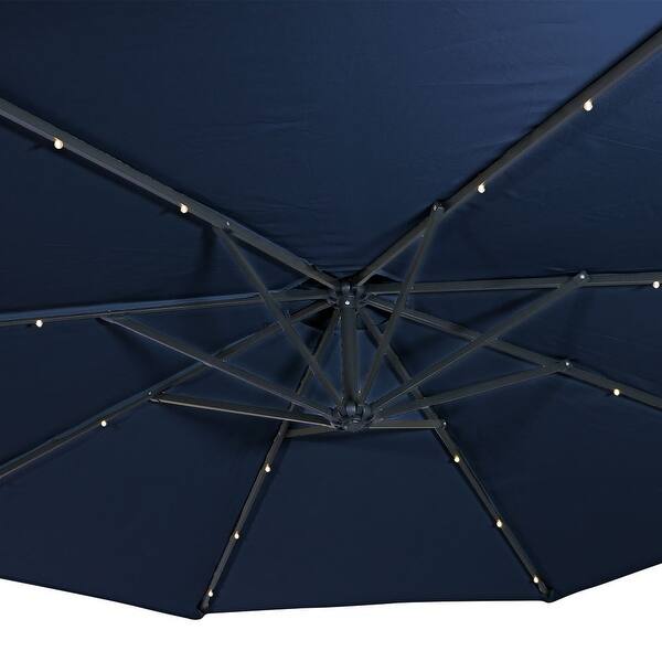 Shop Sunnydaze Navy Blue Outdoor 10 Foot Offset Solar Led Patio Umbrella With Crank Overstock 24088424