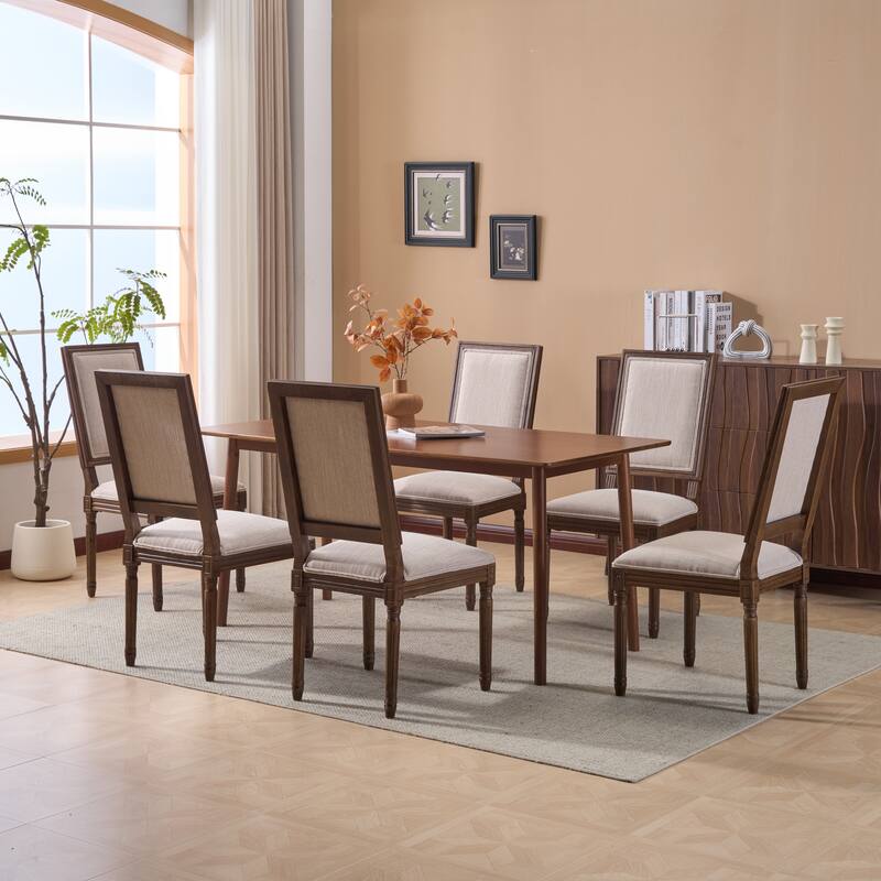 Christopher Knight Home - French Country Dining Chairs Set with Upholstered Backrest & Upholstered Seats with Fluted Legs