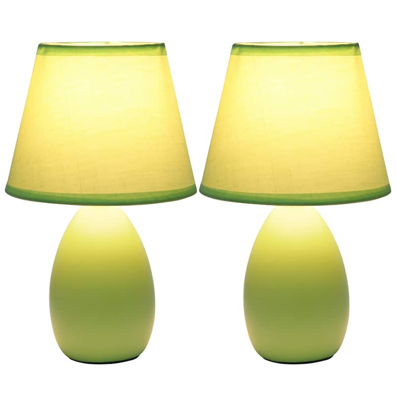 9.45" Petite Oblong Lamp 2 Pack Set w Matching Fabric Shade