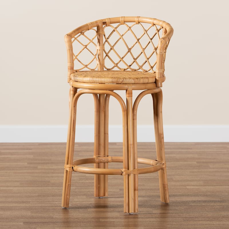 Orchard Modern Bohemian Natural Brown Rattan Counter Stool