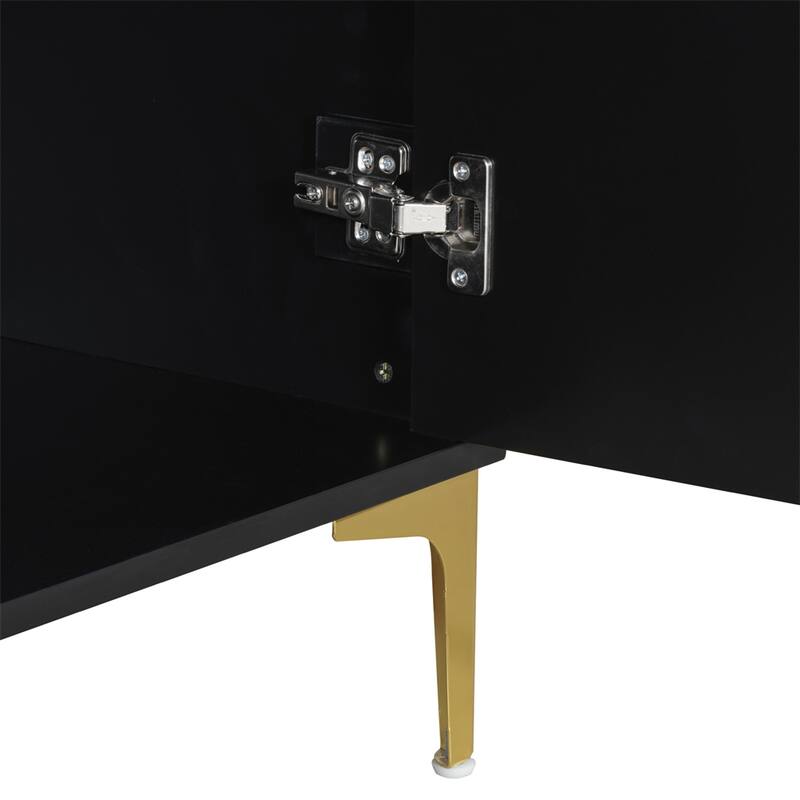Wood 4-Door Cabinet with Metal Legs