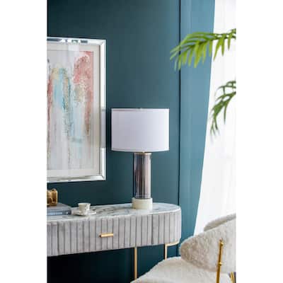 A&B Home Table Lamp with Glass Frame & Marble Base