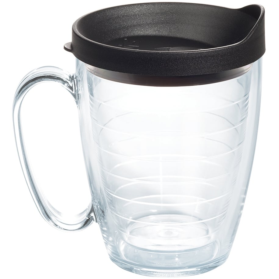 Tervis Clear & Colorful Lidded Made in USA Double Walled Insulated Travel Tumbler, Black Lid - 16oz Mug